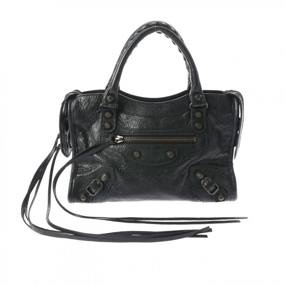 Balenciaga Handbags - BALENCIAGA City Shoulder Bag Black Leather Handbag
